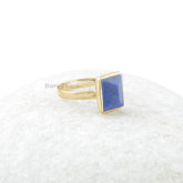 Lapis Lazuli Gemstone Silver Ring - 925 Sterling Silver Lapis Ring - Handmade Ring for Wedding - Gold Plated Handcrafted Ring - Gift for Her